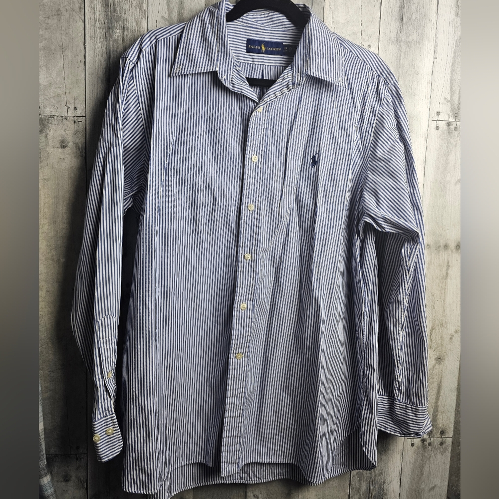 Ralph Lauren Navy and White Striped Casual Shirt